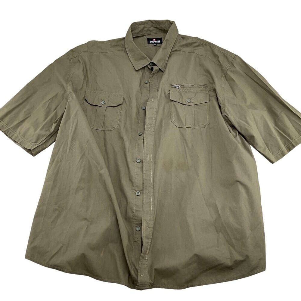 Southpole Shirt Men 6XB Green Camp Casual Zip Streetwear Short Sleeve Flaws